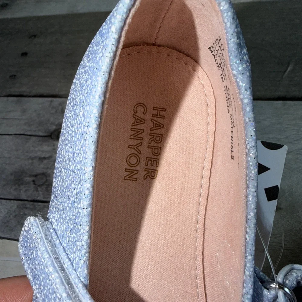 Harper Canyon Girls Blue Glitter Cat Mary Jane Flats HCKITTYCAT-PU Size 10 NEW